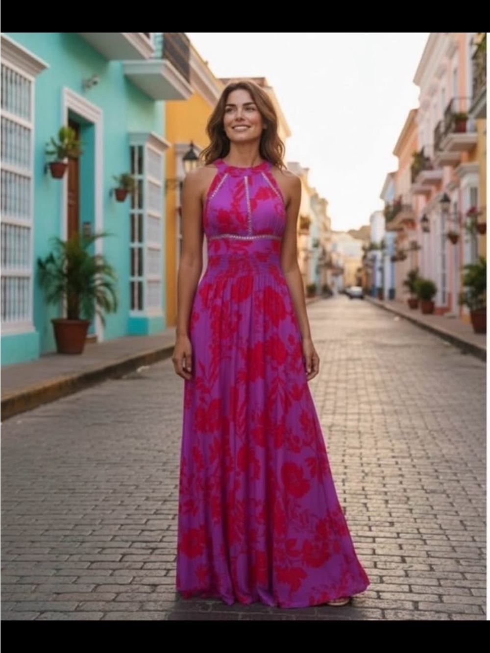 Abel the label x Anthropologie  Floral Halter Maxi Dress